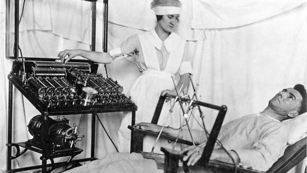 Sistema de electroshock durante la Primera Guerra Mundial.