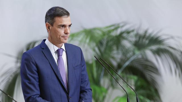 El presidente del Gobierno, Pedro Sánchez, este jueves en La Moncloa.