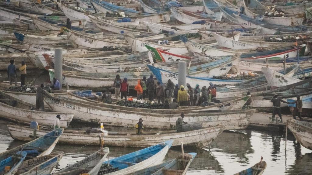 Pescadores en el puerto de Nuadibú, en Mauritania.
