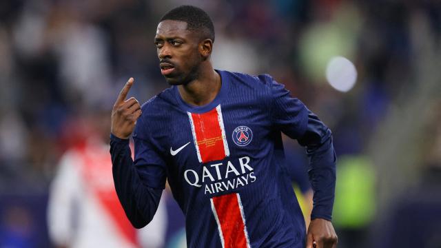 Dembélé celebra un gol con el PSG.