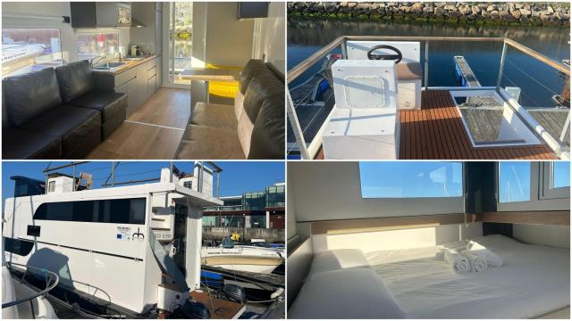 Interior y exterior del Xerión Boat, una casa-barco en A Coruña.