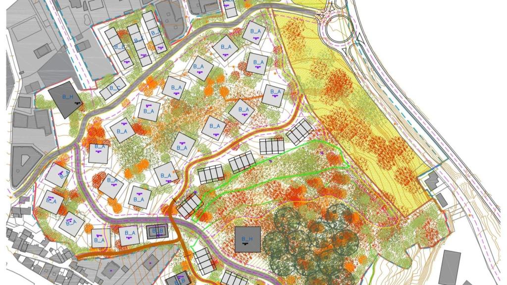 Detalle del plano de Monte Piñeiro en Miño.
