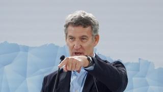 El presidente del PP, Alberto Núñez Feijóo, durante su intervención de este viernes en Valladolid