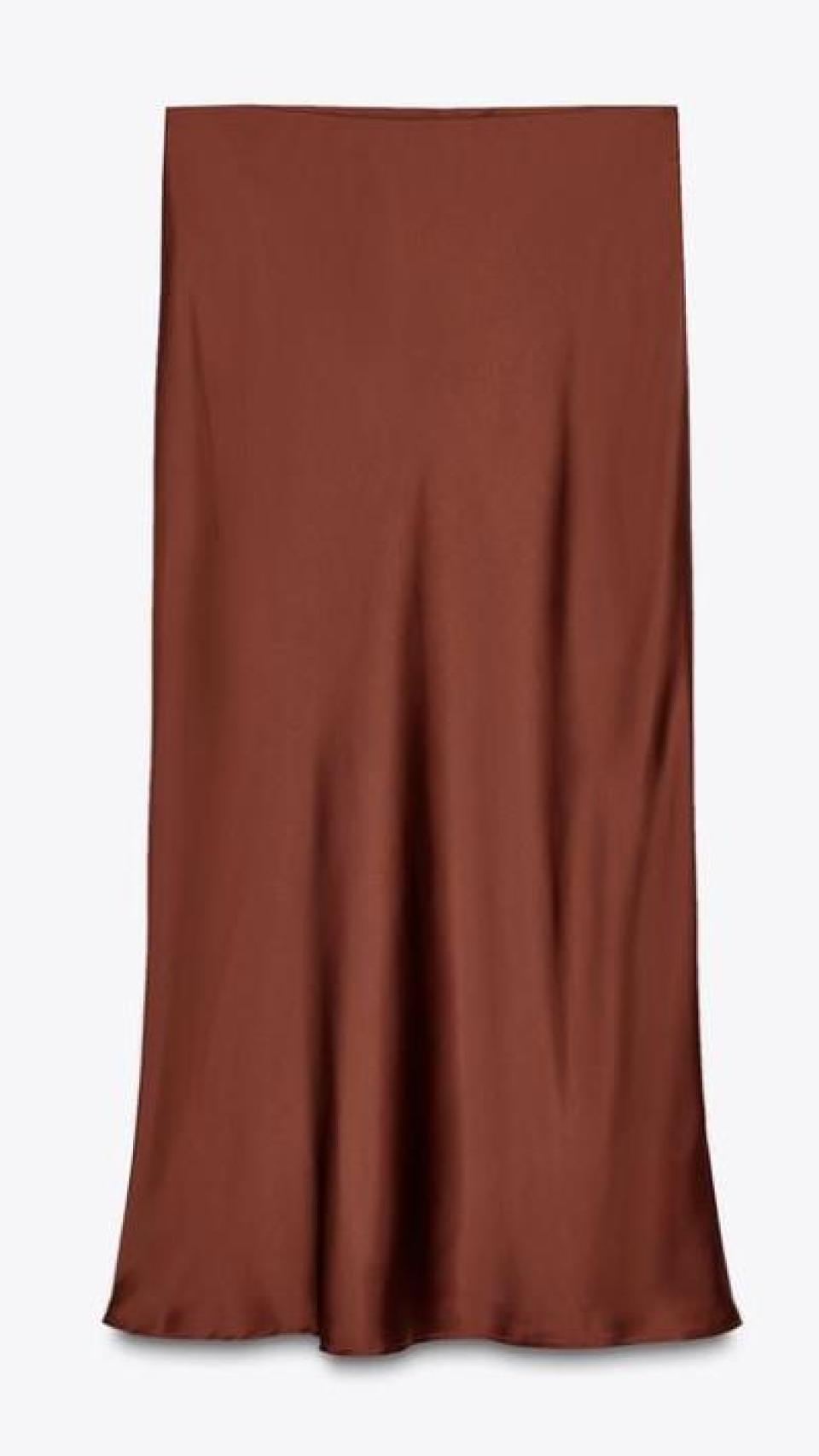 Falda Midi Satinada de Zara. Ref:2157/252/670