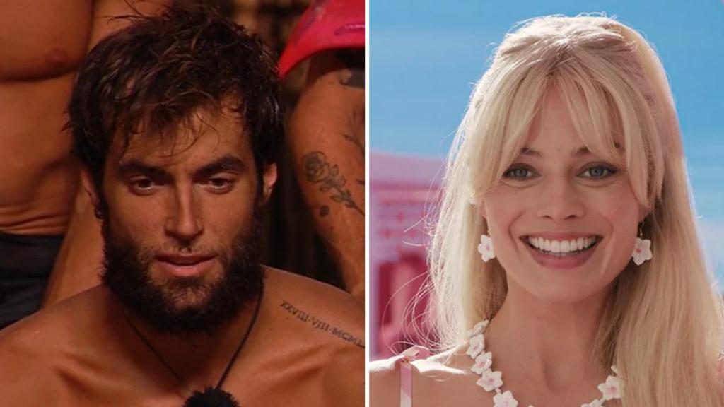 Montoya en 'Supervivientes' y Margot Robbie en 'Barbie' en un fotomontaje de BLUPER.