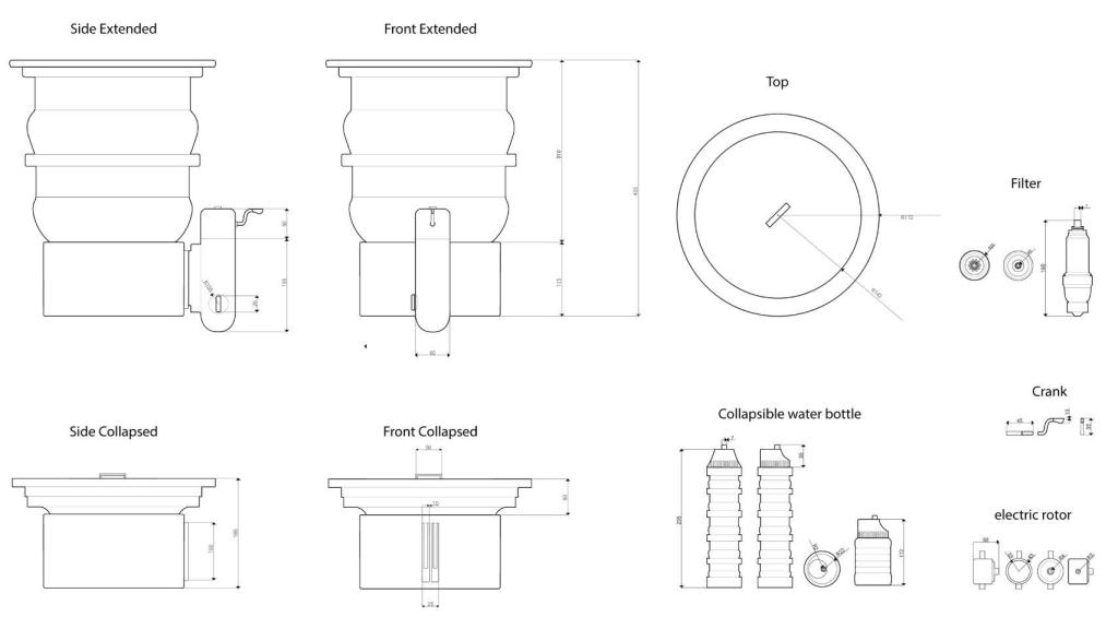 Esquema del invento que purifica el agua sin electricidad.