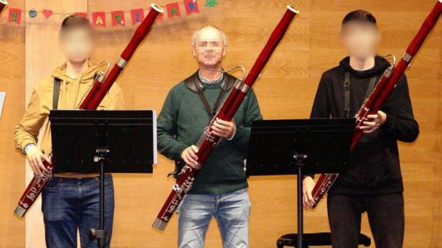 Rafael, en el centro, en una de sus audiciones en el Conservatorio Oficial de Música de Almendralejo.