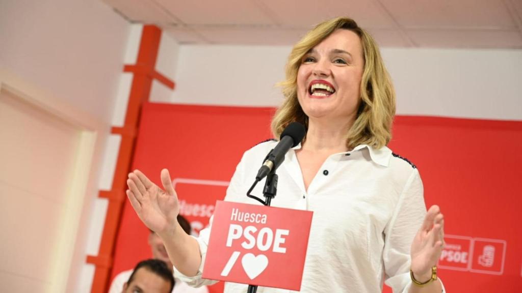 La portavoz del Gobierno y ministra de Educación, Pilar Alegría, este sábado en un acto del PSOE en Huesca.