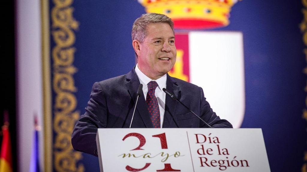 Emiliano García-Page, durante su discurso por el Día de Castilla-La Mancha celebrado en Albacete.