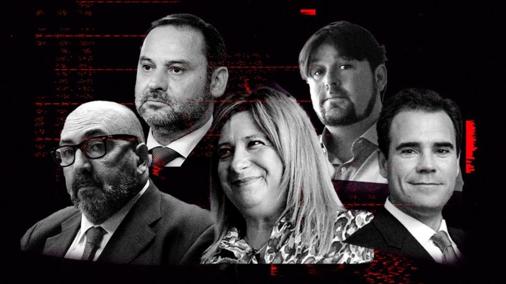 Koldo García, José Luis Ábalos, Leire Díez, Alejandro Hamlyn y Javier Pérez Dolset.