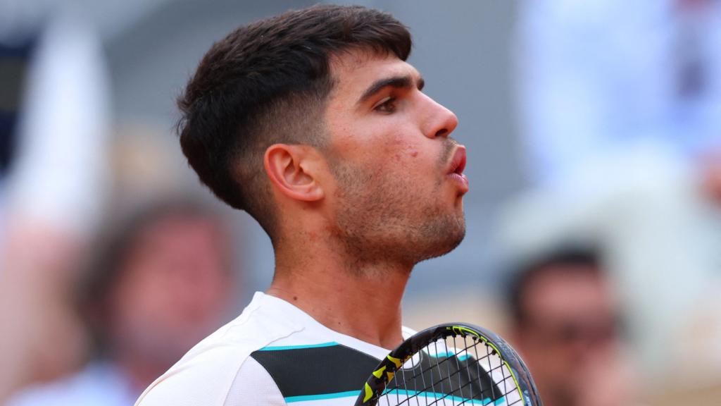 Alcaraz, durante el partido contra Shelton.