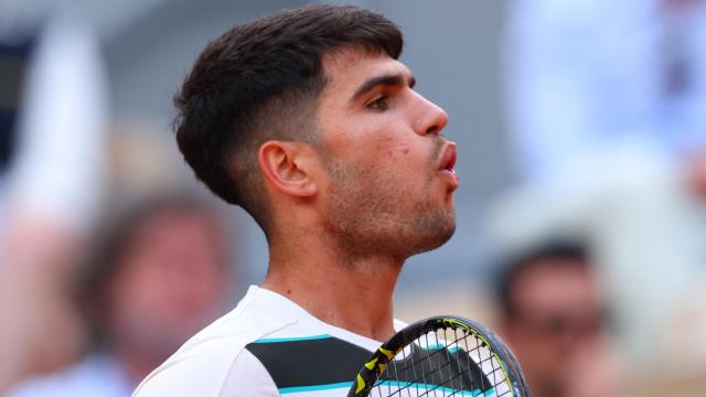 Alcaraz, durante el partido contra Shelton.