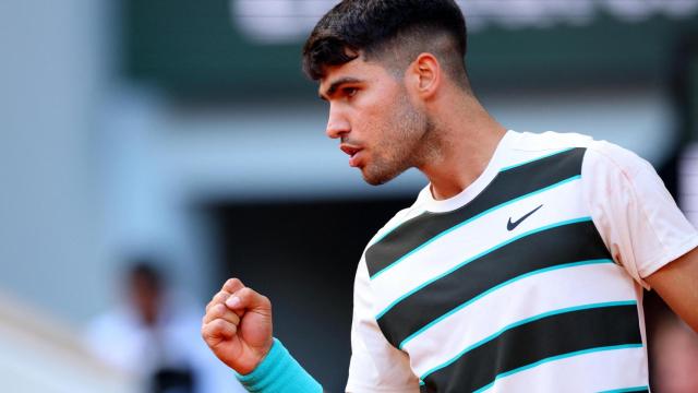 Alcaraz celebra un punto contra Shelton.