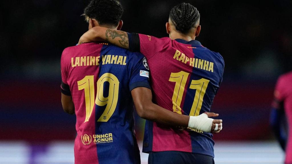 Lamine Yamal y Raphinha, durante un partido.