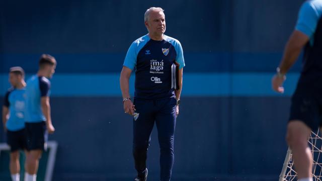 Sergio Pellicer durante un entrenamiento con el Málaga CF