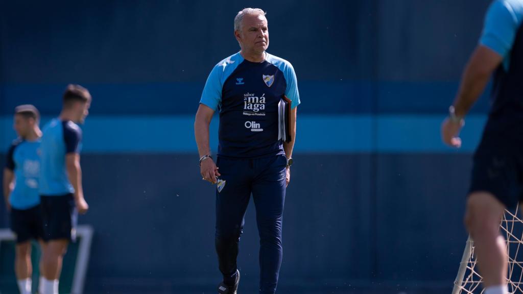 Sergio Pellicer durante un entrenamiento con el Málaga CF
