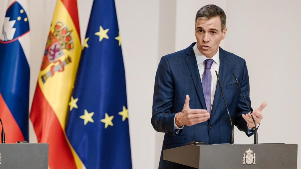 El presidente del Gobierno, Pedro Sánchez, en una rueda de prensa en la Moncloa el pasado 29 de mayo.
