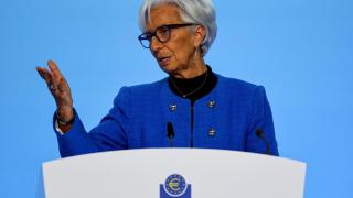 Christine Lagarde, presidenta del BCE, durante una rueda de prensa tras celebrar una reunión del Consejo de Gobierno en la sede de la institución.