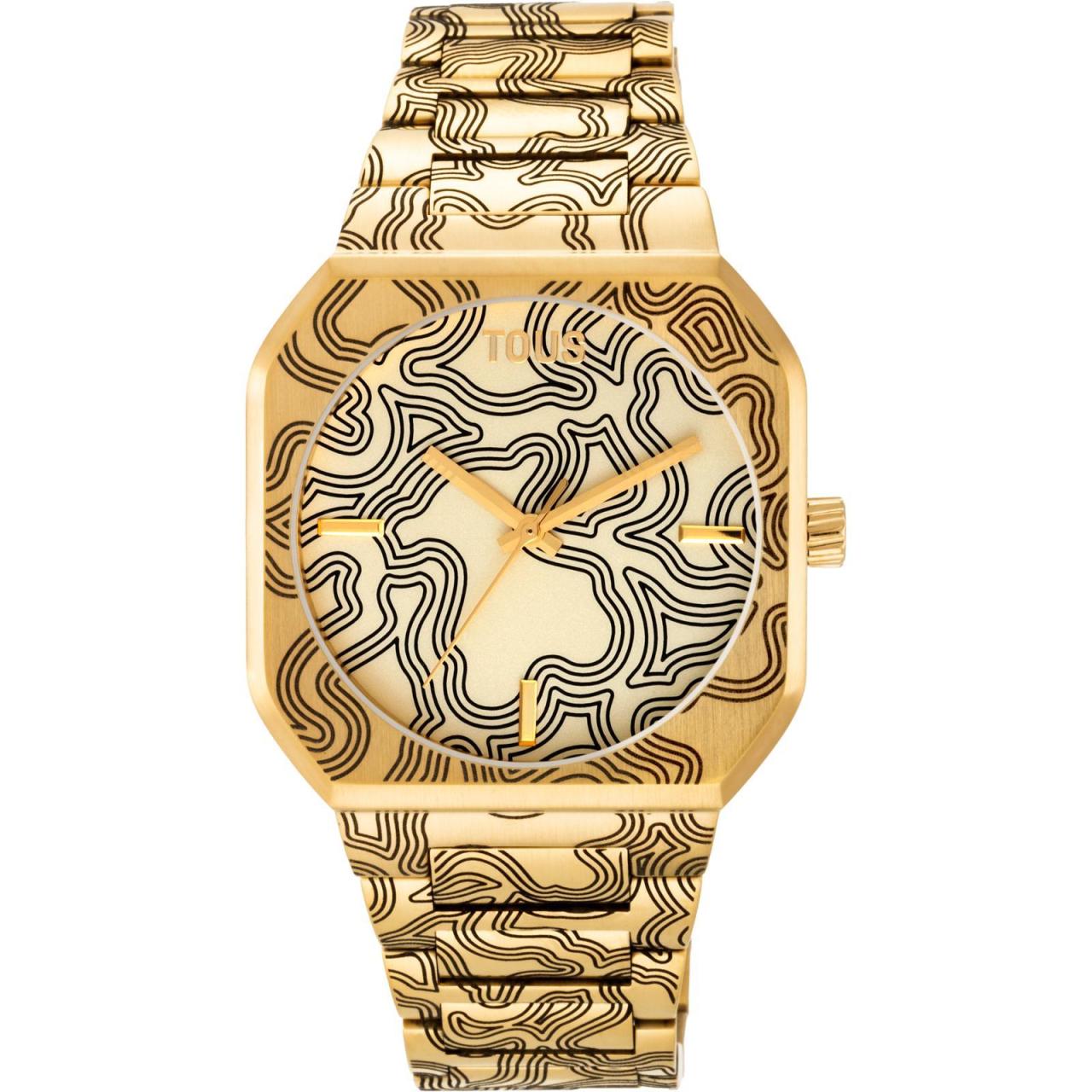 Reloj TOUS Lit con brazalete de acero dorado y caja de acero dorado con estampado Kaos en el  interior.