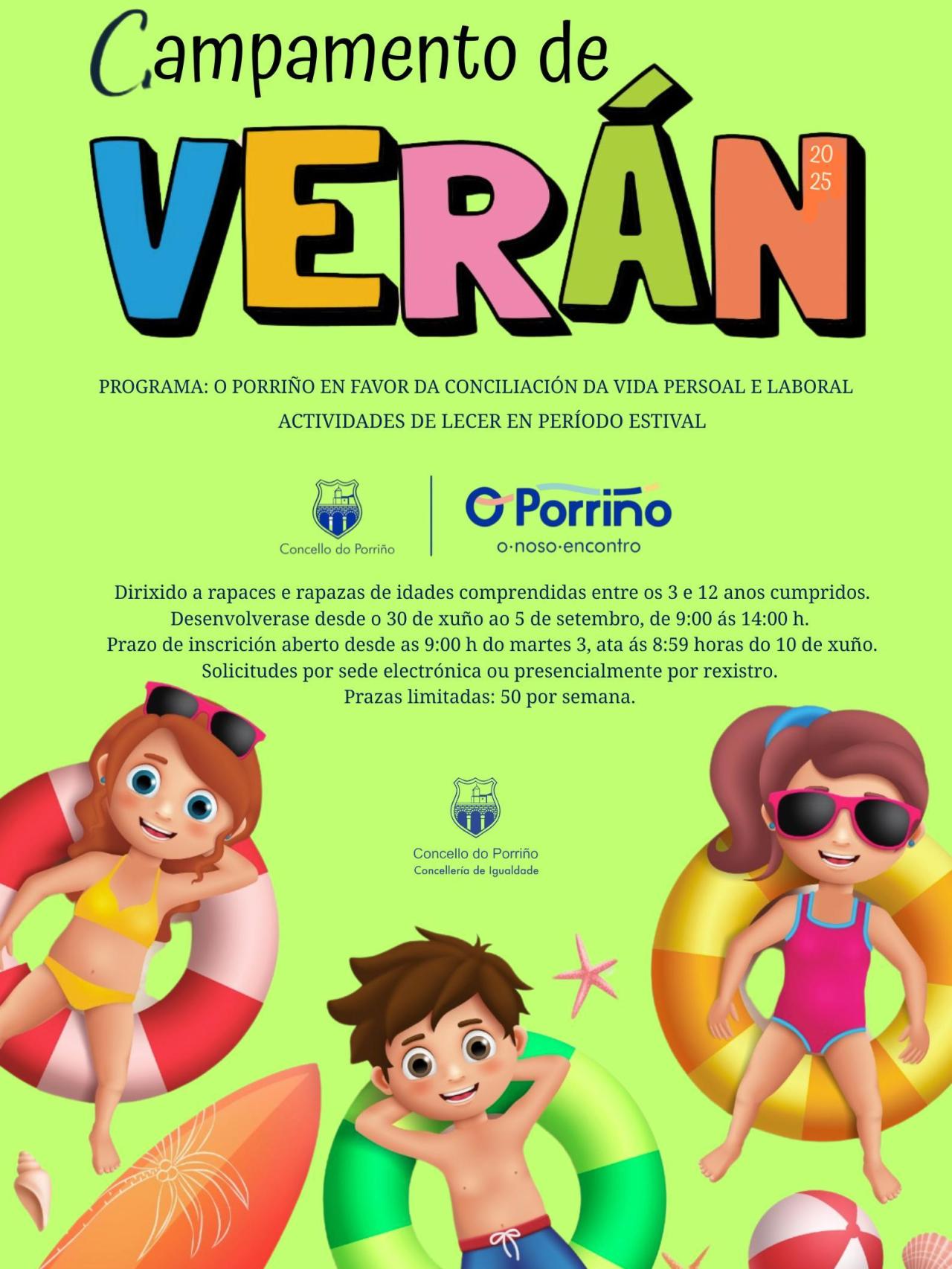 Cartel del Campamento de Verano de O Porriño.
