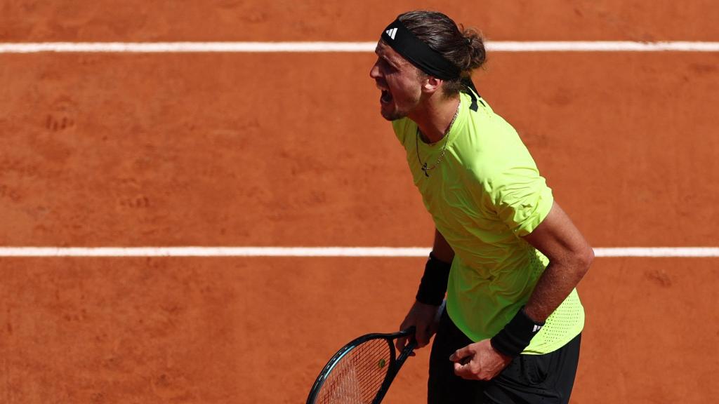 Zverev celebra un punto contra Griekspoor.