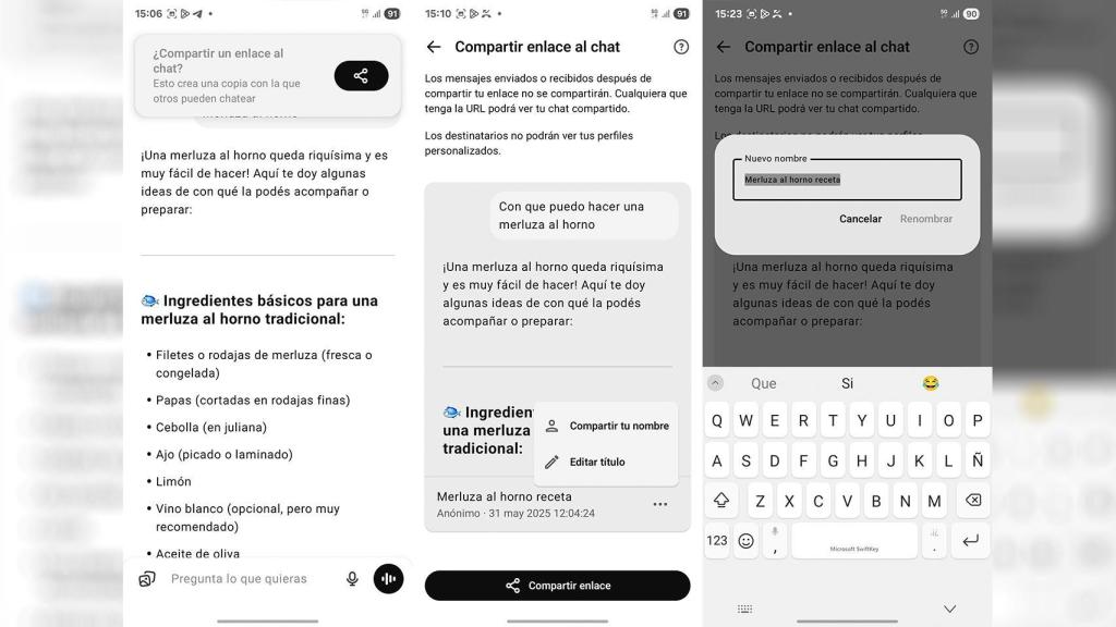 Compartir enlaces en ChatGPT