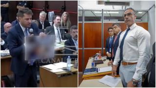 La foto mostrada en el juicio y Leopoldo Luque, uno de los siete imputados