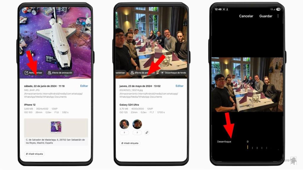 Opciones de la galería de Samsung