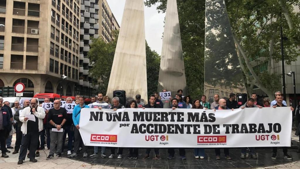 Manifestación contra la siniestralidad laboral en Aragón