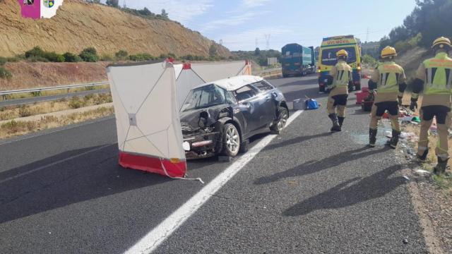 Imagen del vehículos siniestrado. Foto: Bomberos Diputación de Cuenca