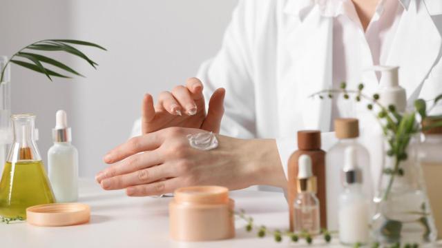 Cosmética natural en una foto de archivo.