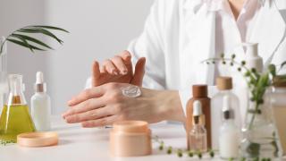 Cosmética natural en una foto de archivo.