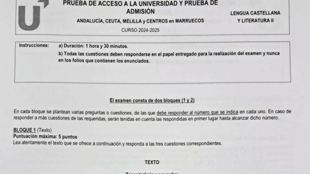 Este es el examen de Lengua y Literatura que ha caído en la Selectividad de Andalucía 2025
