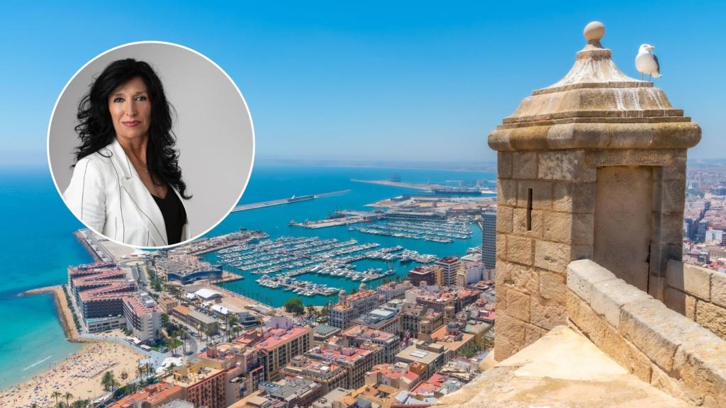 Mati Irles y una panorámica de Alicante desde Santa Bárbara.