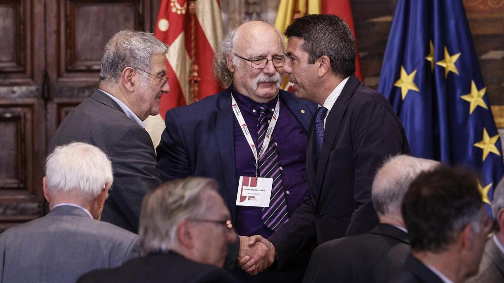 El president de la Generalitat Valenciana, Carlos Mazón, durante el acto de proclamación de los ganadores de los Premios Jaume I 2025. Rober Solsona / Europa Press