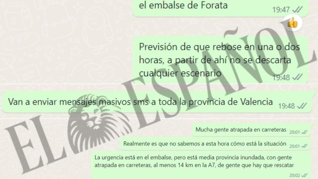 Los WhatsApp de Aemet confirman que el SMS masivo del Cecopi fue por Forata: La urgencia está en el embalse