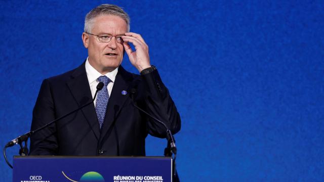 Mathias Cormann, secretario general de la OCDE, en la presentación del informe Perspectivas Económicas 2025.