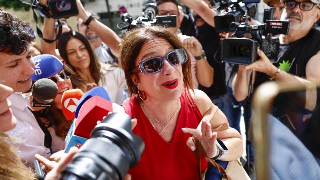Leire Díez, en la sede del PSOE, en la calle Ferraz.