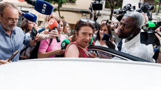 Leire Díez este martes saliendo de Ferraz.