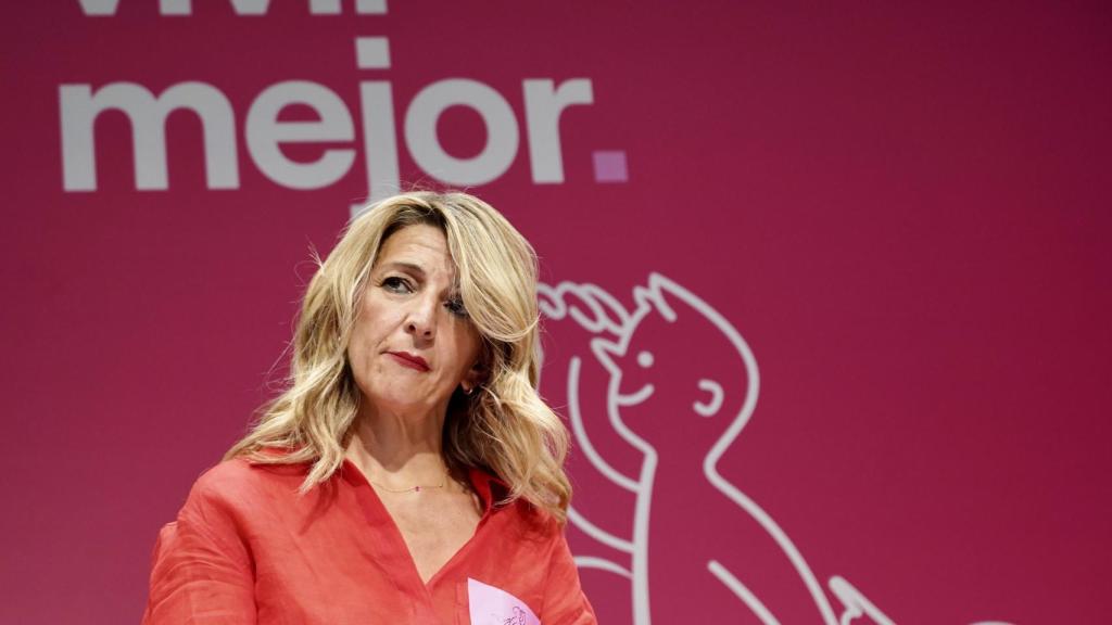 La ministra de Trabajo, Yolanda Díaz, participa en un acto de Sumar por la reducción de la jornada laboral con el lema ‘Trabajar menos, vivir mejor’