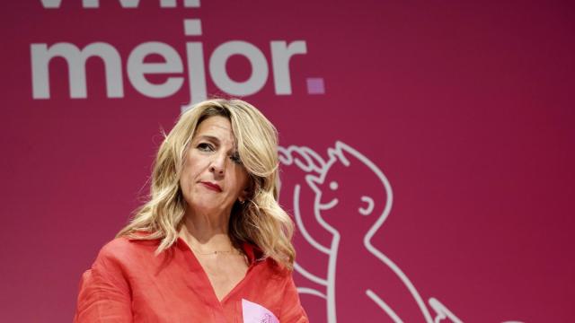 La ministra de Trabajo, Yolanda Díaz, participa en un acto de Sumar por la reducción de la jornada laboral con el lema ‘Trabajar menos, vivir mejor’