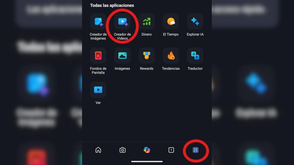 Creador de vídeos con IA en la app de Bing