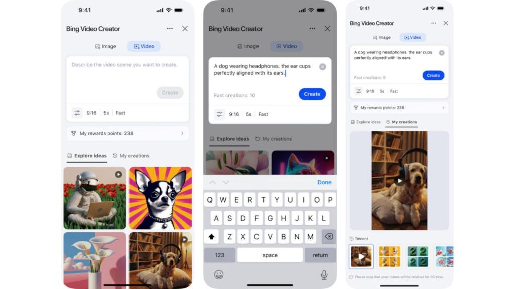 Creación de vídeos con IA en la app de Bing
