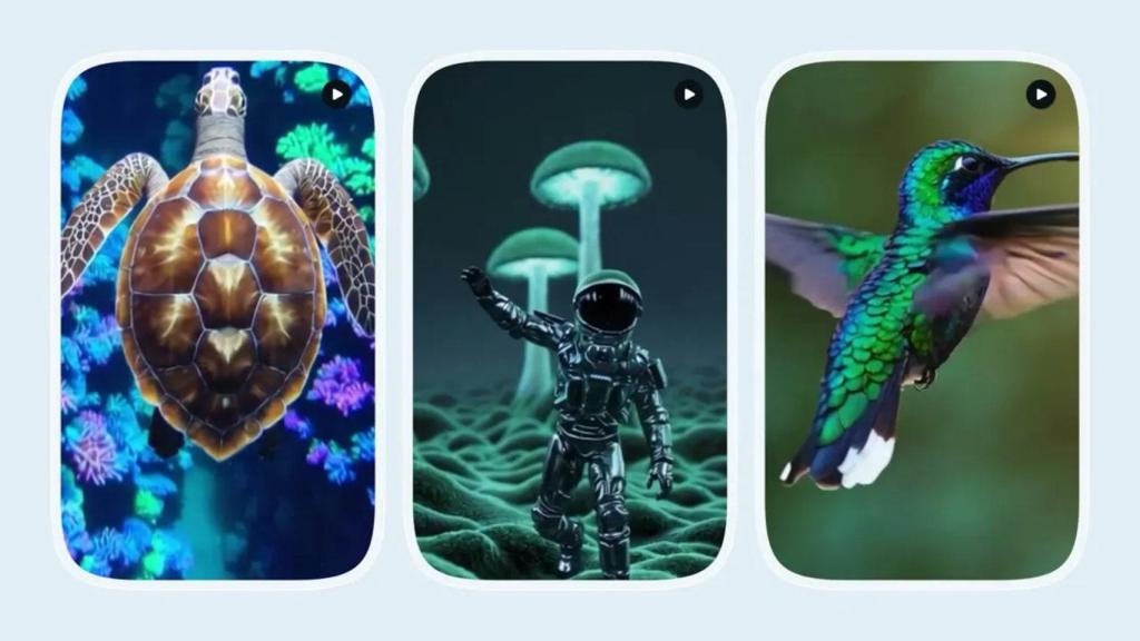 Capturas de vídeos generados por IA en Bing