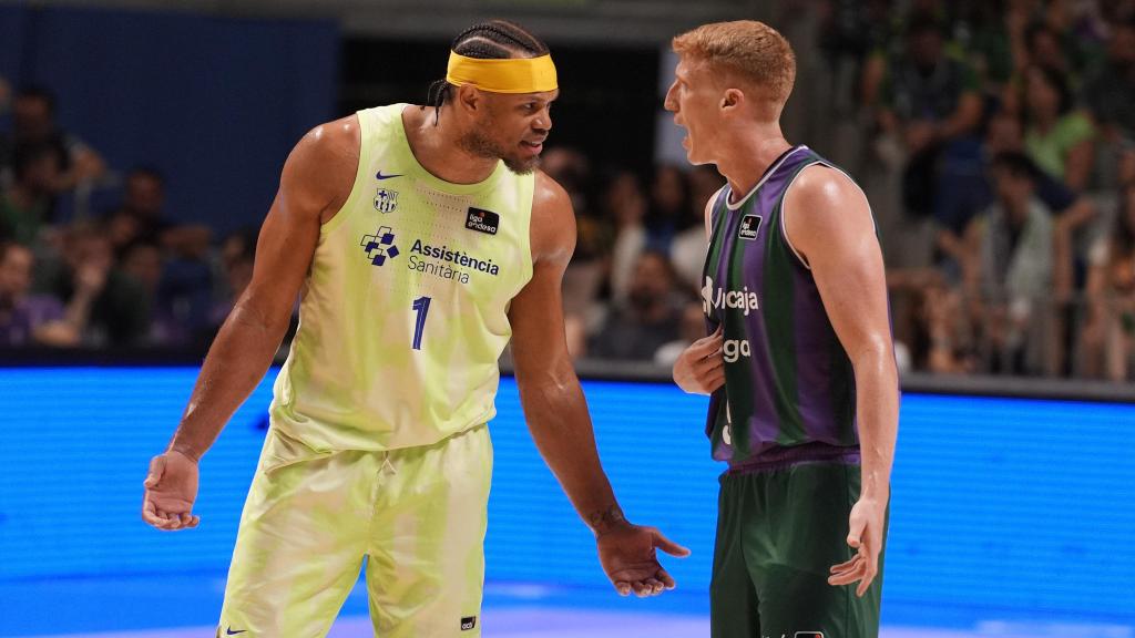 Justin Anderson y Alberto Díaz durante el Unicaja vs. FC Barcelona