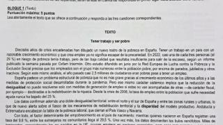 Examen de Lengua Castellana en la PAU 2025.