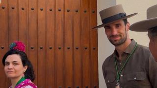 Sergio Rico en la salida de la Hermandad del Rocío de Triana.