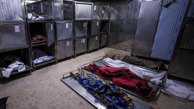 Cadáveres de palestinos muertos por ataques de Israel este miércoles 4 de junio.