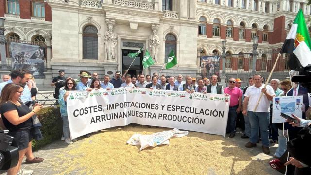 La concentración este miércoles en Madrid de los sindicatos agrícolas.