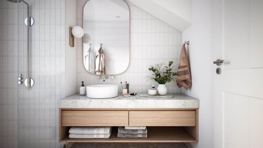 Un cuarto de baño limpio.